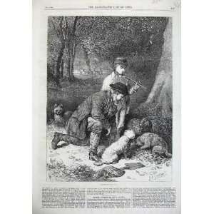   1869 Man Young Boy Truffle Hunting Tree Dogs Fine Art