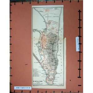  MAP SPAIN 1908 PLAN GIBRALTAR HARBOUR ROSIA BRITISH