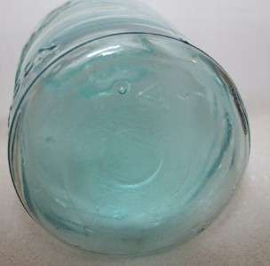 Vtg Ball Mason 1 quart aqua blue Canning Jar triangle  