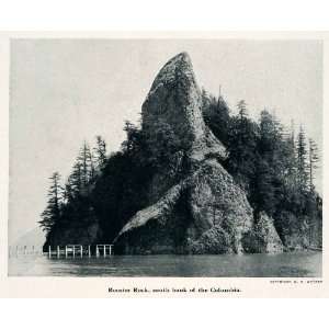  1912 Print Rooster Rock Oregon Columbia River Basalt 