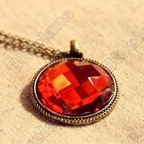 Retro Red Gemstone Tree Sweater Chain Necklace 6190  