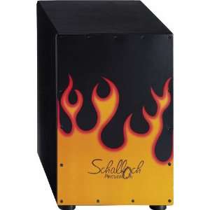  Schalloch Cajon with Flames Black Musical Instruments