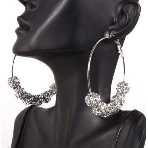 Basketball Wives Silver 2.5 Inch Hoop Earrings with Six 10mm 