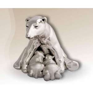 Polar Bears Silver Plated Sculpture 