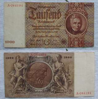   1936 German Mark banknote   Nazi Germany note Austria Slovakia  
