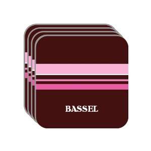 Personal Name Gift   BASSEL Set of 4 Mini Mousepad Coasters (pink 