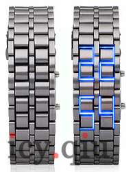 This is a iron samurai japanese inspired faceless red LED wrist 