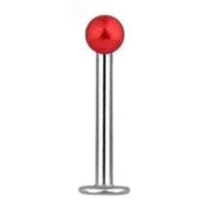 16g Labret Stud Lip Ring Piercing with Red Pearl Color Ball 16 Gauge 5 