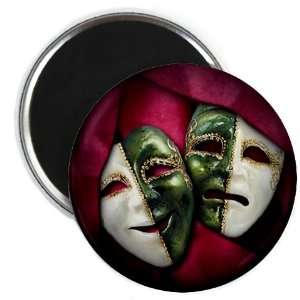  COMEDY TRAGEDY Green White Drama Masks Red Funny 2.25 inch 