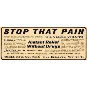  1904 Vintage Ad Quackery Pain Relief Veedee Vibrator 
