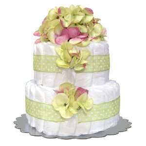  Bella Sprouts Diaper Cake, Two Tier, Green/White Baby