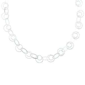 La Preciosa Sterling Silver Diamond cut Link Necklace
