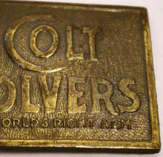 Vintage Colt Revolver Trade Mark Brass Belt Buckle Worlds Right Arm 