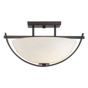 Galante Collection 2 Light 15ö Lathan Bronze Semi Flush with Etched 