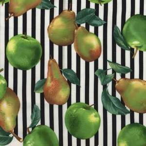  MM4194GREE Pears and Apples with Black Stripes on White by 
