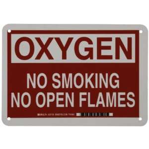   Hazardous Materials Sign, Header Oxygen, Legend No Smoking No Open