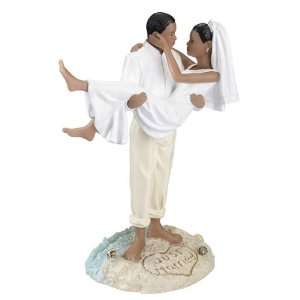    African American Beach Bride and Groom Cake Topper