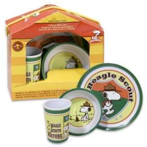  Snoopy and Woodstock Beagle Scout 3 Pc. Kids Dish Set 