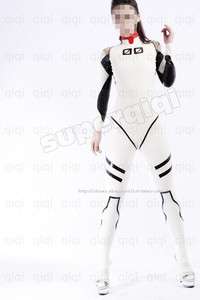 Latex rubber EVA 0.8mm Rei Ayanami Catsuit Cosplay Suit  