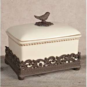  House Finch Bread Box With Metal Finials