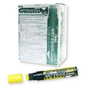  Pentel Arts Wet Erase Chalk Marker, Jumbo Tip, Yellow Ink 
