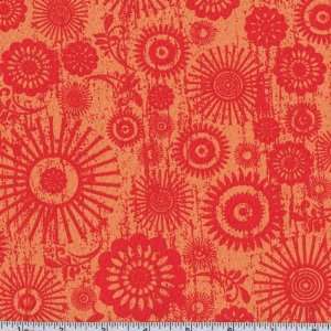   Floral Orange Fabric By The Yard mark_lipinski Arts, Crafts & Sewing