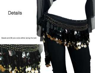 88 Golden Coins Belly Dance Skirts Belt Hip Scarf Dct  
