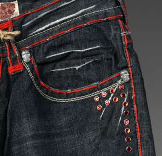   Jeans Mens SANTA MONICA Red Stitch w/ 1G Crystals *SAMPLE*  