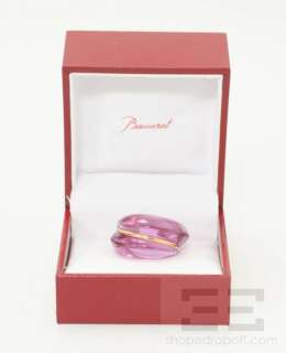 Baccarat 18K Gold And Pink Lead Crystal Ring Size 8  
