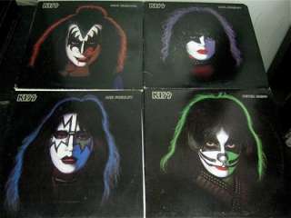 KISS ~ solo LPs with posters ~ complete lot of 4 clean  