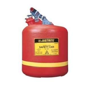 Justrite 5 Gallon Polyethylene Round Type I Safety Can   Stainless 