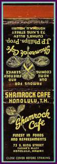 1940s Shamrock Cafe Crown Matchcover #2  Honolulu HI  