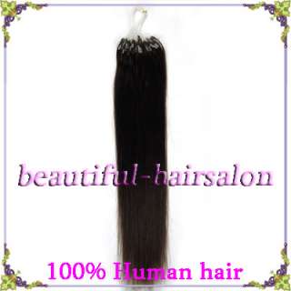 18 Loop micro rings Remy human hair extensions100s#02  Dark brown,0 