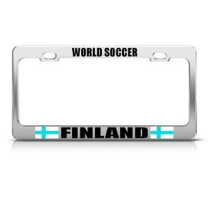 Finland Finnish Suomi Flag World Soccer Metal license plate frame Tag 