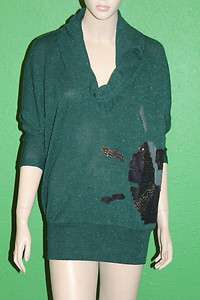 CUSTO BARCELONA Womens New Rain Green Cowl Neck Sweater 2390777 Sz M 