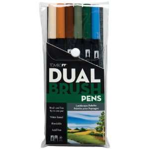  Tombow Dual Brush Pen Set, 6 Pack, Landscape Colors (56164 