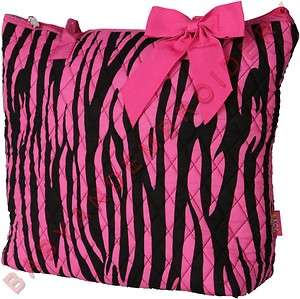 Quilted Diaper Bag Zebra Hot Pink Embroidery Option  