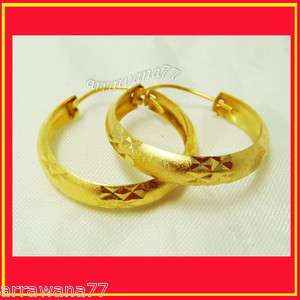22K Thai Baht YELLOW GOLD GP EARRINGS Hoop E India Jewelry E48  