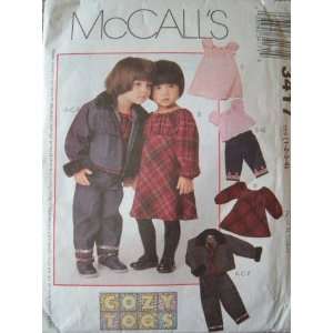   & PULL ON PANTS SIZES 1 2 3 4 MCALLS SEWING PATTERN #3417 COZY TOGS