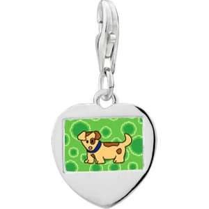   Sterling Silver Spotty Dog Photo Heart Frame Charm Pugster Jewelry