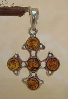 BALTIC MULTICOLOR, HONEY or GREEN AMBER & STERLING SILVER PENDANT 