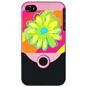  iPhone 4 or 4S Slider Case Pink Daisy Vivid Stripes 