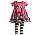 Bonnie Jean Pink Black Floral Butterfly 2pc outfit 24m  