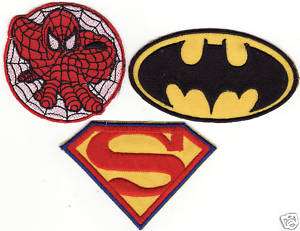 Batman   Superman   Spiderman SuperHero 3 Patch Lot New  