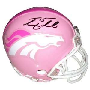 Tim Tebow Autographed Mini Helmet   Pink Holo   Autographed NFL Mini 