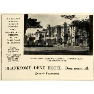 1930 Ad Branksome Dene Hotel Bournemouth Dorset England Lodging Rates 