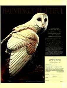 1988 The Barn Owl Sculpture Hauntingly Beautiful Ad  