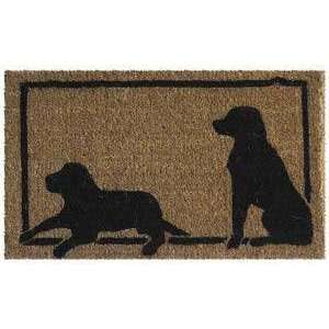  Tim Gaskin Two Dog Silhouettes Coconut Fiber Doormat 