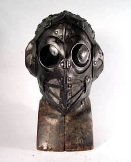 Black Pilot 4 Leather GAS MASK hood goggles Steampunk  
