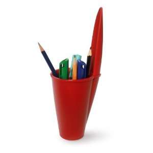  BiC Pen Lid Pen Holder Desk Top Tidy   Red   Home Office 